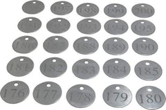 Value Collection - 1-1/4" High x 1-1/4" Long, 176 to 200, English Safety & Facility Numbered Tag - 1 Side, Aluminum - Industrial Tool & Supply
