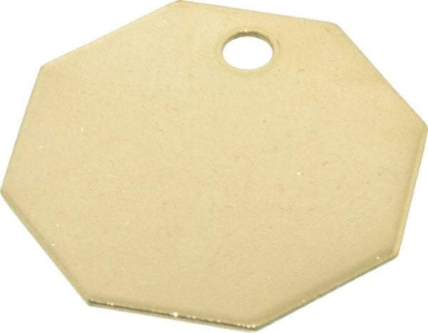 C.H. Hanson - 1-1/2 Inch Diameter, Octagonal, Brass Blank Metal Tag - Blank, 25 Pieces - Industrial Tool & Supply
