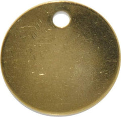 C.H. Hanson - 1-3/8 Inch Diameter, Round, Brass Blank Metal Tag - Blank, 50 Pieces - Industrial Tool & Supply
