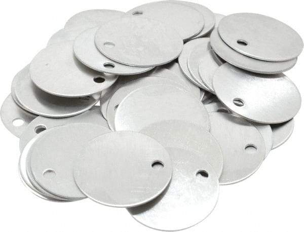 C.H. Hanson - 1-1/2 Inch Diameter, Round, Aluminum Blank Metal Tag - Blank, 50 Pieces - Industrial Tool & Supply