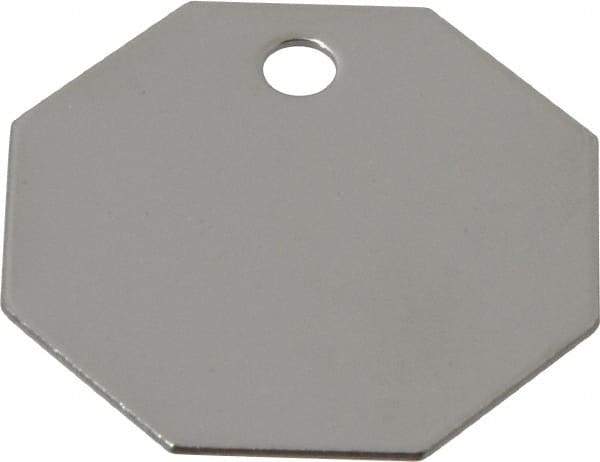 C.H. Hanson - 1-1/2 Inch Diameter, Octagonal, Stainless Steel Blank Metal Tag - Blank, 25 Pieces - Industrial Tool & Supply