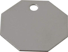C.H. Hanson - 1-1/2 Inch Diameter, Octagonal, Stainless Steel Blank Metal Tag - Blank, 25 Pieces - Industrial Tool & Supply