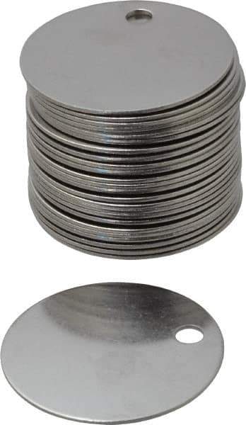 C.H. Hanson - 1-1/2 Inch Diameter, Round, Stainless Steel Blank Metal Tag - Blank, 25 Pieces - Industrial Tool & Supply
