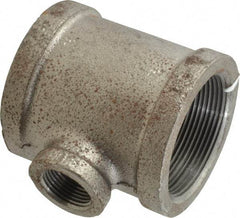 Made in USA - Size 2 x 2 x 3/4", Class 150, Malleable Iron Black Pipe Reducing Tee - 300 psi, Threaded End Connection - Industrial Tool & Supply