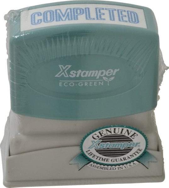 Value Collection - Completed, Blue Pre-Inked Stamp - 1/2 Inch Wide x 1-5/8 Inch Long - Industrial Tool & Supply