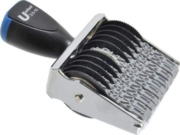 Made in USA - 1/4 Character Size, Numbering Stamp - 10 Bands - Industrial Tool & Supply