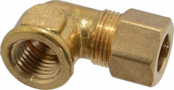 Cerro - 3/8" OD, Brass Female Elbow - Comp x FNPT Ends - Industrial Tool & Supply