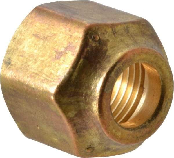 Cerro - 5/8 x 1/2" Tube OD, 45° Brass Flared Tube Refrigeration Nut - Compression Ends - Industrial Tool & Supply