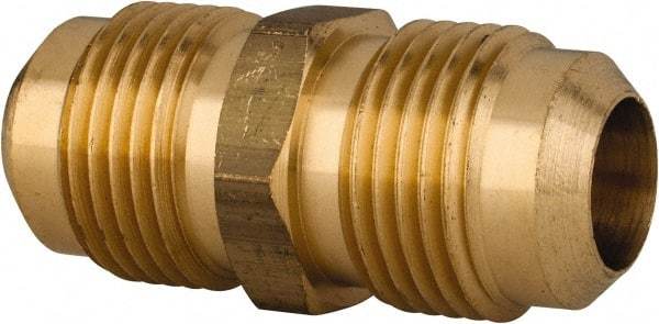 Cerro - 5/8" Tube OD, 45° Brass Flared Tube Union - Flare x Flare Ends - Industrial Tool & Supply