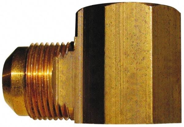 Cerro - 3/8" Tube OD, 45° Brass Flared Tube Female Elbow - 1/2 Flare x FIP Ends - Industrial Tool & Supply