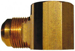 Cerro - 3/8" Tube OD, 45° Brass Flared Tube Female Elbow - 1/2 Flare x FIP Ends - Industrial Tool & Supply
