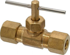 Cerro - 1/4" Pipe, Inline Needle Valve - Compression x Compression Ends, Brass Valve, 150 Max psi - Industrial Tool & Supply