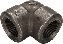 Made in USA - Size 1-1/4", Class 3,000, Forged Carbon Steel Black Pipe 90° Elbow - 925 psi, Threaded End Connection - Industrial Tool & Supply