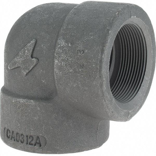 Made in USA - Size 2", Class 3,000, Forged Carbon Steel Black Pipe 90° Elbow - 925 psi, Threaded End Connection - Industrial Tool & Supply
