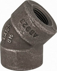 Made in USA - Size 1/2", Class 3,000, Forged Carbon Steel Black Pipe 45° Elbow - 925 psi, Threaded End Connection - Industrial Tool & Supply