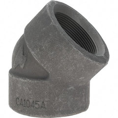 Made in USA - Size 2", Class 3,000, Forged Carbon Steel Black Pipe 45° Elbow - 925 psi, Threaded End Connection - Industrial Tool & Supply