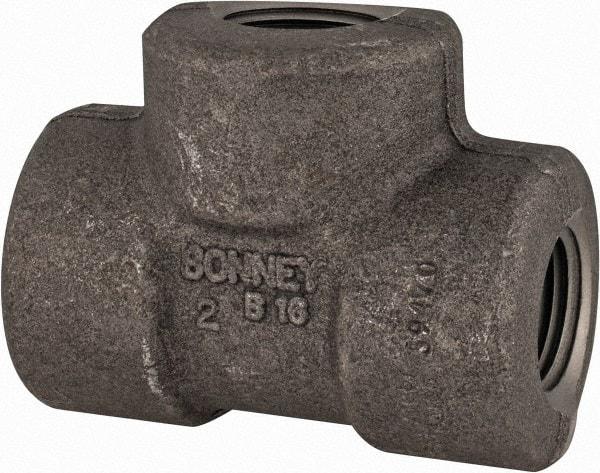 Made in USA - Size 1/2", Class 3,000, Forged Carbon Steel Black Pipe Tee - 925 psi, Threaded End Connection - Industrial Tool & Supply