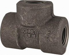 Made in USA - Size 1/2", Class 3,000, Forged Carbon Steel Black Pipe Tee - 925 psi, Threaded End Connection - Industrial Tool & Supply