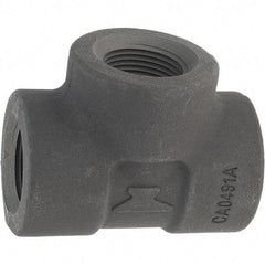Made in USA - Size 1", Class 3,000, Forged Carbon Steel Black Pipe Tee - 925 psi, Threaded End Connection - Industrial Tool & Supply