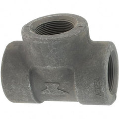 Made in USA - Size 1-1/2", Class 3,000, Forged Carbon Steel Black Pipe Tee - 925 psi, Threaded End Connection - Industrial Tool & Supply
