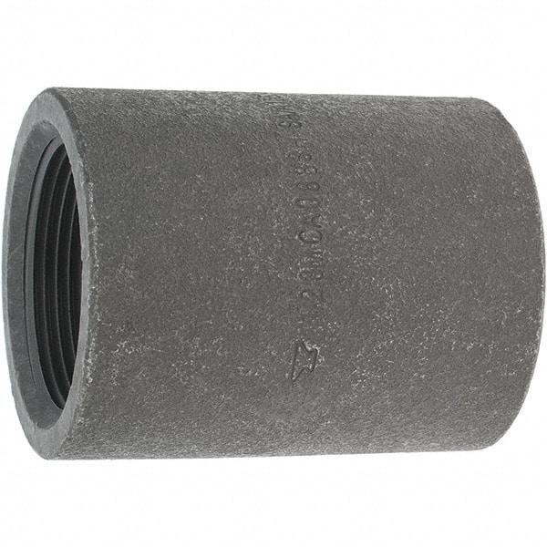 Made in USA - Size 1-1/2", Class 3,000, Forged Carbon Steel Black Pipe Coupling - 925 psi, Threaded End Connection - Industrial Tool & Supply