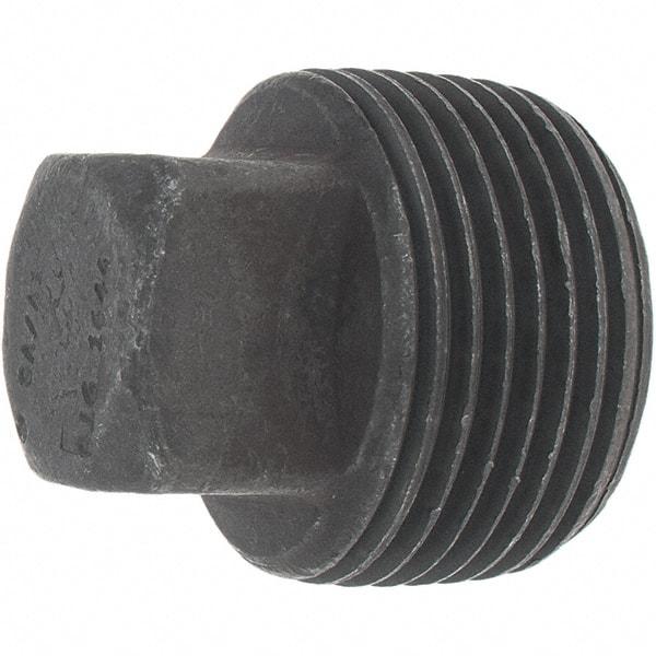 Made in USA - Size 1", Class 3,000, Forged Carbon Steel Black Pipe Square Plug - 925 psi, Threaded End Connection - Industrial Tool & Supply