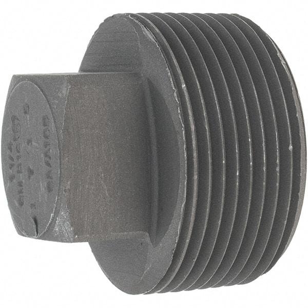 Made in USA - Size 1-1/4", Class 3,000, Forged Carbon Steel Black Pipe Square Plug - 925 psi, Threaded End Connection - Industrial Tool & Supply
