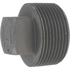 Made in USA - Size 1-1/4", Class 3,000, Forged Carbon Steel Black Pipe Square Plug - 925 psi, Threaded End Connection - Industrial Tool & Supply