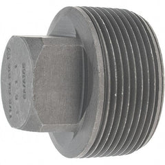 Made in USA - Size 1-1/2", Class 3,000, Forged Carbon Steel Black Pipe Square Plug - 925 psi, Threaded End Connection - Industrial Tool & Supply