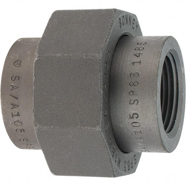 Made in USA - Size 1", Class 3,000, Forged Carbon Steel Black Pipe Union - 925 psi, Threaded End Connection - Industrial Tool & Supply