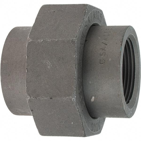 Made in USA - Size 1-1/4", Class 3,000, Forged Carbon Steel Black Pipe Union - 925 psi, Threaded End Connection - Industrial Tool & Supply