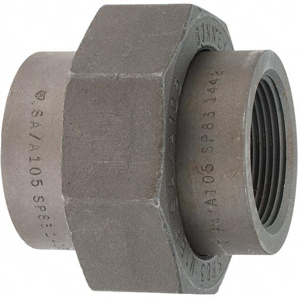 Made in USA - Size 1-1/2", Class 3,000, Forged Carbon Steel Black Pipe Union - 925 psi, Threaded End Connection - Industrial Tool & Supply
