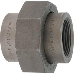 Made in USA - Size 1-1/2", Class 3,000, Forged Carbon Steel Black Pipe Union - 925 psi, Threaded End Connection - Industrial Tool & Supply