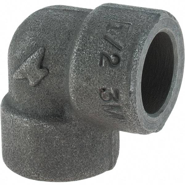 Made in USA - Size 1/2", Class 3,000, Forged Carbon Steel Black Pipe 90° Elbow - 925 psi, Socket Weld End Connection - Industrial Tool & Supply