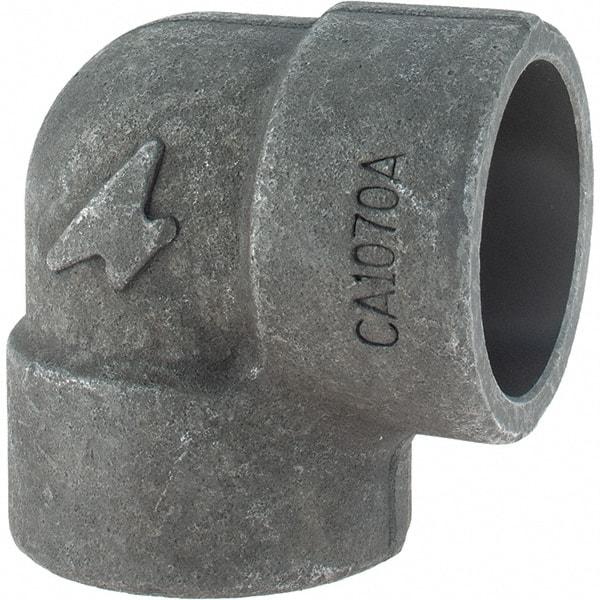 Made in USA - Size 1-1/2", Class 3,000, Forged Carbon Steel Black Pipe 90° Elbow - 925 psi, Socket Weld End Connection - Industrial Tool & Supply