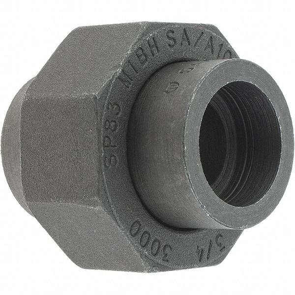 Made in USA - Size 3/4", Class 3,000, Forged Carbon Steel Black Pipe Union - 925 psi, Socket Weld End Connection - Industrial Tool & Supply