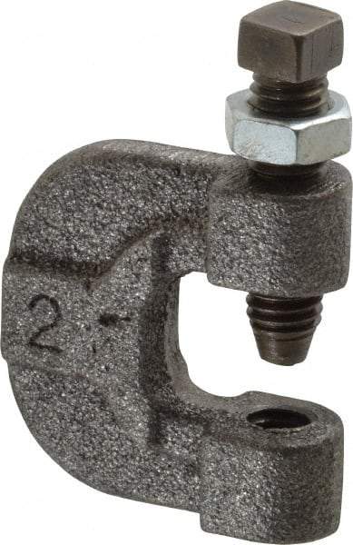 Made in USA - 3/4" Max Flange Thickness, 3/8" Rod C-Clamp with Locknut - 400 Lb Capacity, Ductile Iron - Industrial Tool & Supply