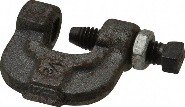 Made in USA - 3/4" Max Flange Thickness, 1/2" Rod C-Clamp with Locknut - 400 Lb Capacity, Ductile Iron - Industrial Tool & Supply