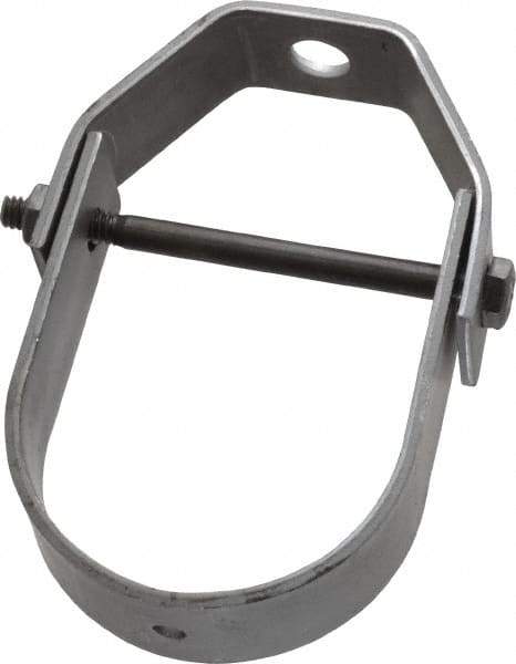 Made in USA - 2" Pipe, 3/8" Rod, Carbon Steel Adjustable Clevis Hanger - Black Coated, 610 Lb Capacity - Industrial Tool & Supply