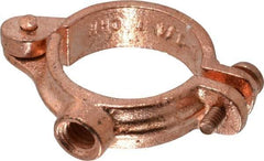 Value Collection - 1-1/4" Pipe, 3/8" Rod, Copper Painted Split Clamp - 180 Lb Capacity, Malleable Iron - Industrial Tool & Supply