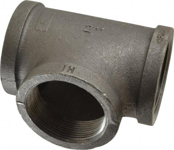 Made in USA - Size 2", Class 150, Malleable Iron Black Pipe Tee - 150 psi, Threaded End Connection - Industrial Tool & Supply