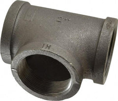 Made in USA - Size 2", Class 150, Malleable Iron Black Pipe Tee - 150 psi, Threaded End Connection - Industrial Tool & Supply