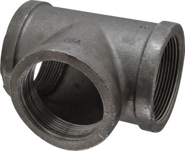 Made in USA - Size 3", Class 150, Malleable Iron Black Pipe Tee - 150 psi, Threaded End Connection - Industrial Tool & Supply