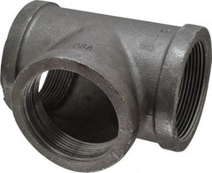 Made in USA - Size 3", Class 150, Malleable Iron Black Pipe Tee - 150 psi, Threaded End Connection - Industrial Tool & Supply