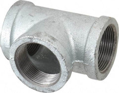 Made in USA - Class 150, 1-1/2" Galvanized Pipe Tee - Threaded, Malleable Iron - Industrial Tool & Supply