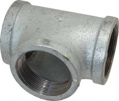 Made in USA - Class 150, 2" Galvanized Pipe Tee - Threaded, Malleable Iron - Industrial Tool & Supply