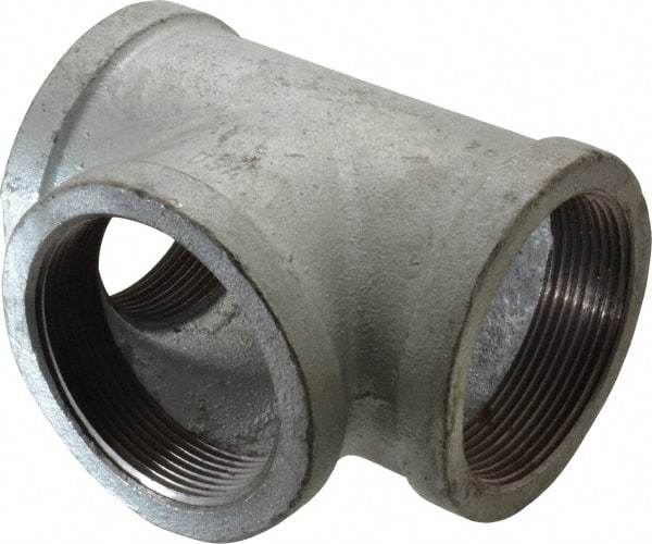 Made in USA - Class 150, 3" Galvanized Pipe Tee - Threaded, Malleable Iron - Industrial Tool & Supply