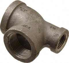 Made in USA - Size 1 x 1/2 x 1", Class 150, Malleable Iron Black Pipe Reducing Tee - 150 psi, Threaded End Connection - Industrial Tool & Supply