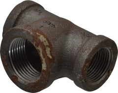 Made in USA - Size 3/4 x 3/4 x 1", Class 150, Malleable Iron Black Pipe Reducing Tee - 150 psi, Threaded End Connection - Industrial Tool & Supply