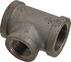 Made in USA - Size 1-1/4 x 1-1/4 x 1", Class 150, Malleable Iron Black Pipe Reducing Tee - 150 psi, Threaded End Connection - Industrial Tool & Supply